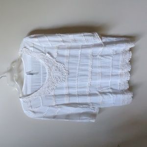 MONORENO Gauze Top Crochet Accents White Small